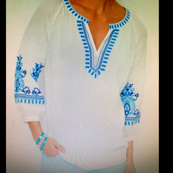 Talbots Tops - TALBOTS CRINKLE GAUZE EMBROIDERED TOP SIZE MEDIUM NWT!